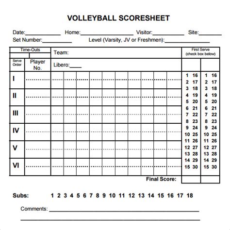 Pdf Printable Volleyball Stat Sheets
